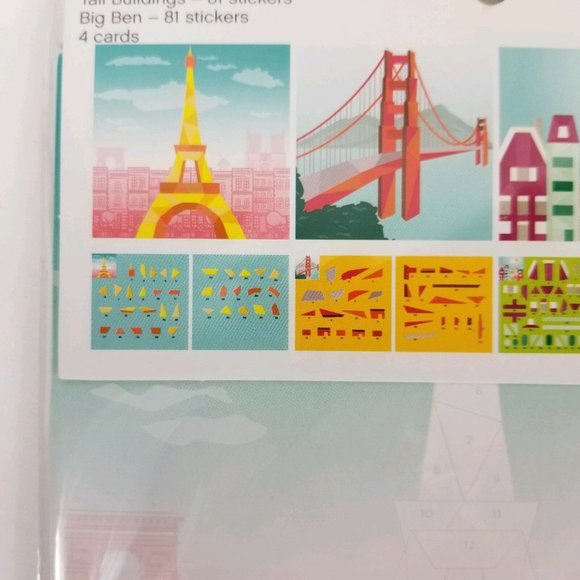 Craft Smart Sticker By Numbers 235 Pc Kit 4 Pk Eiffel Tower Big Ben Golden Gate - Picture 8 of 12
